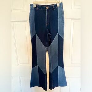 Nasty Gal Fit & Flare Colorblock Dark Wash Jeans High Rise Size 4